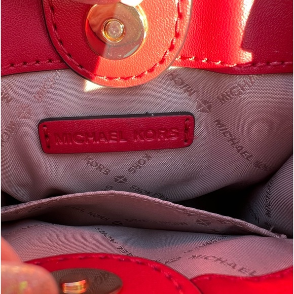 EUC MK Red Leather Mini Crossbody Bag - Picture 13 of 16